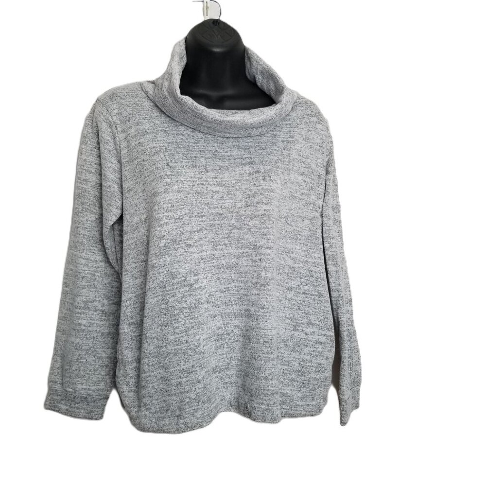 Loveappella Cowl Neck Pullover Gray Cozy Casual Loungewear Size Medium